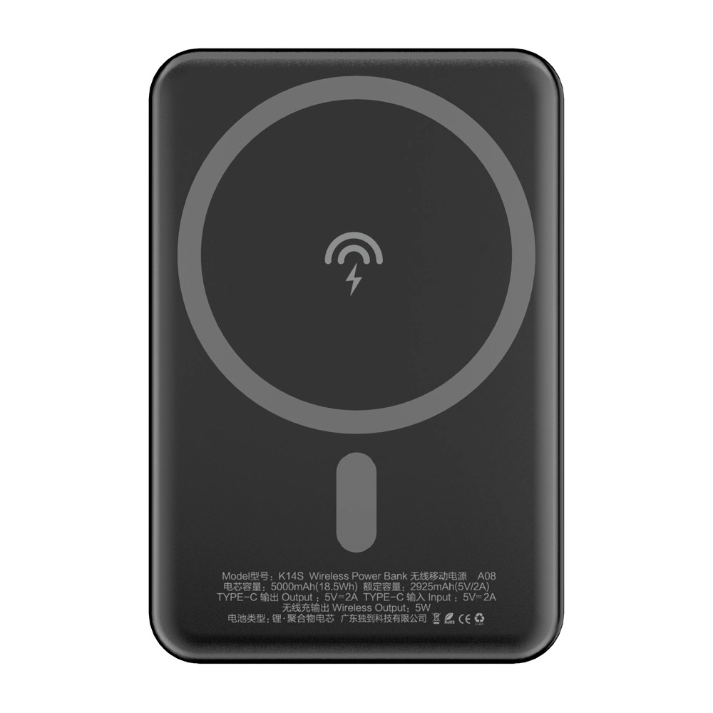 Hurtownia GSM - Powerbank s bezdrátovým nabíjením Dudao MagSafe 5000mAh + magnetický nabíjecí kroužek černý (K14S) - DDA176 - {ean13} - Hurt