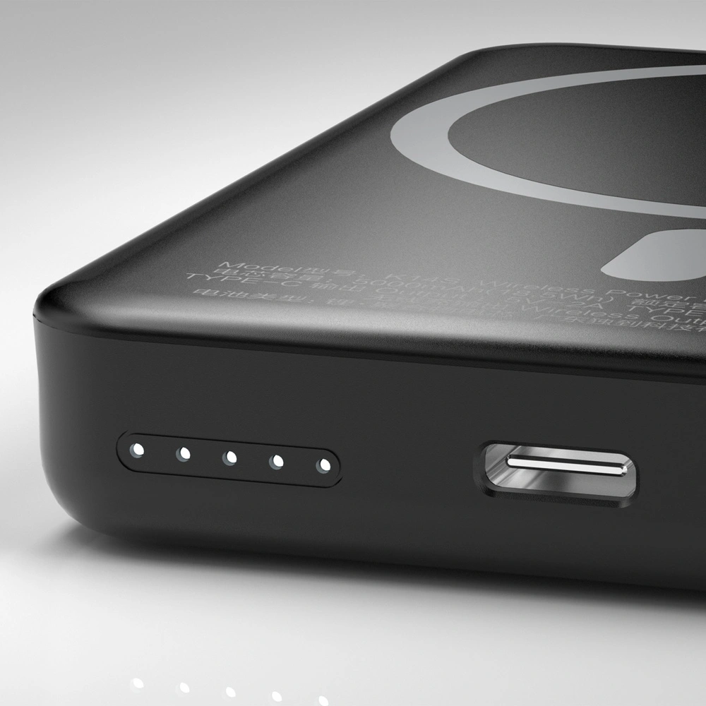 Hurtownia GSM - Powerbank s bezdrátovým nabíjením Dudao MagSafe 5000mAh + magnetický nabíjecí kroužek černý (K14S) - DDA176 - {ean13} - Hurt