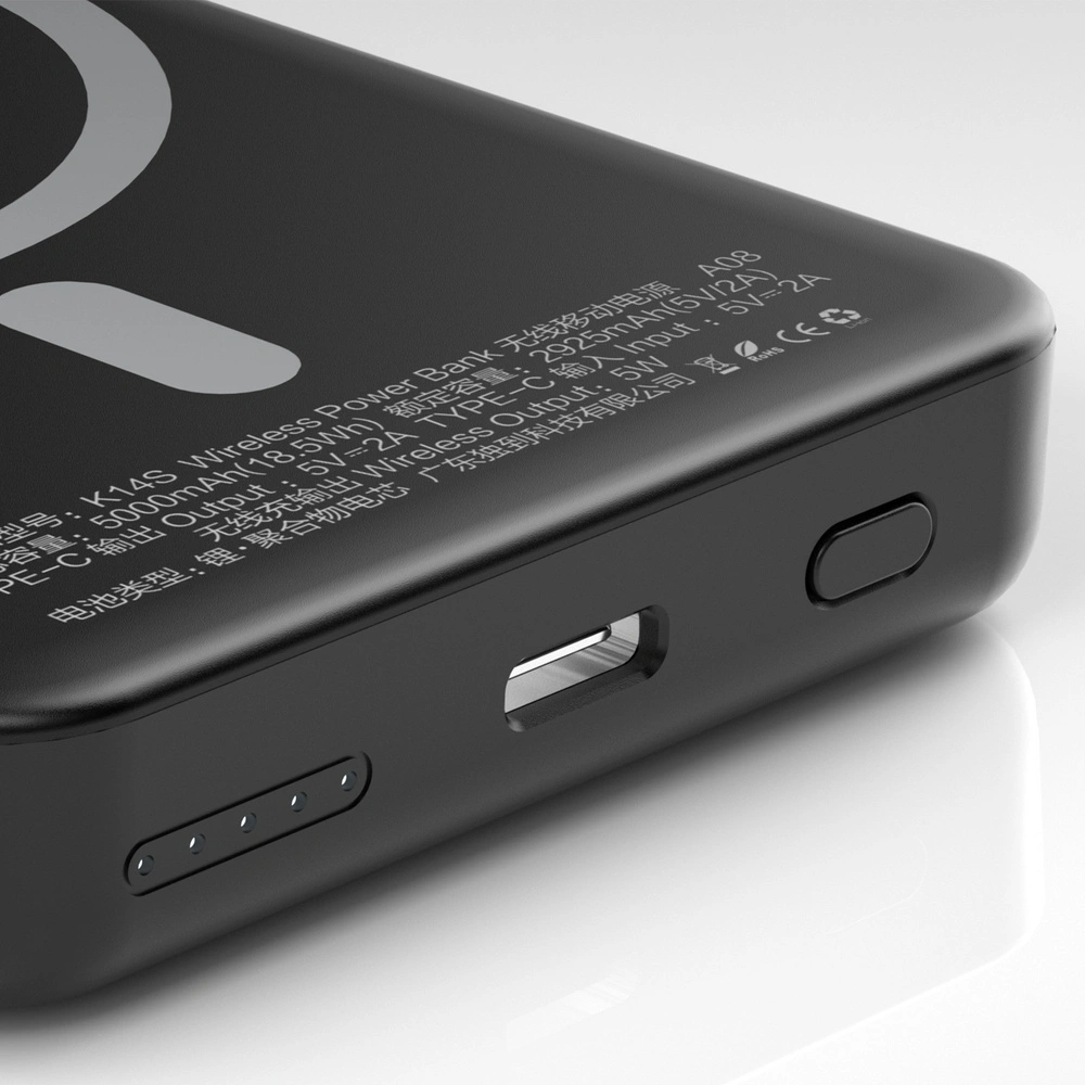 Hurtownia GSM - Powerbank s bezdrátovým nabíjením Dudao MagSafe 5000mAh + magnetický nabíjecí kroužek černý (K14S) - DDA176 - {ean13} - Hurt