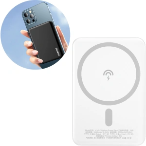 Hurtownia GSM - Powerbank s bezdrátovým nabíjením Dudao MagSafe 5000mAh + magnetický nabíjecí kroužek bílý (K14S) - DDA177 - {ean13} - Hurt