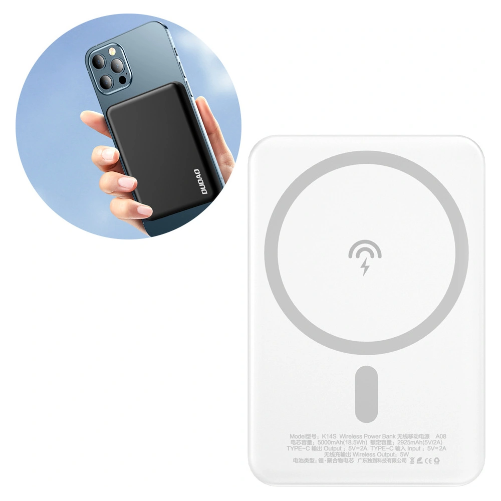 Hurtownia GSM - Powerbank mit kabellosem Laden Dudao MagSafe 5000mAh + magnetisches Ladegerät Ring weiß (K14S) - DDA177 - {ean13} - Hurt