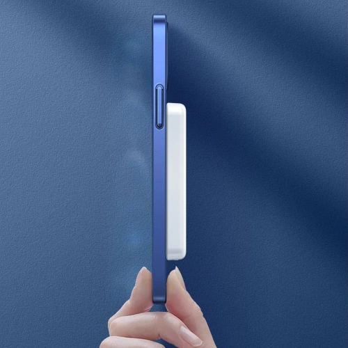 Powerbank z ładowaniem bezprzewodowym Dudao MagSafe 5000mAh + pierścień do ładowania magnetycznego biały (K14S)