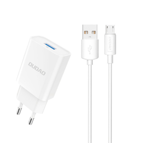 Dudao Distributor - 6970379618516 - DDA178 - Dudao USB wall charger QC3.0 12W white + Lightning cable 1m (A3EU) - B2B homescreen