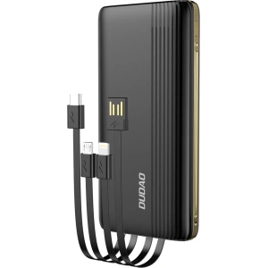 Powerbank Dudao 10000mAh mit eingebauten Kabeln, LED-Display, schwarz (K4Pro)