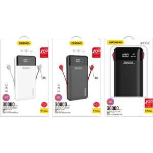 Powerbank Dudao 30000mAh mit integrierten Kabeln schwarz (K1Max)