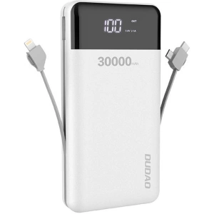Powerbank Dudao 30000mAh mit eingebauten Kabeln weiß (K1Max)