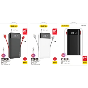 Hurtownia GSM - Powerbank Dudao 20000mAh z wbudowanymi kablami biały (K1Pro) - DDA188 - {ean13} - Hurt