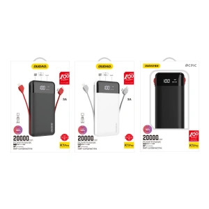 Hurtownia GSM - Powerbank Dudao 20000mAh z wbudowanymi kablami czarny (K1Pro) - DDA189 - {ean13} - Hurt