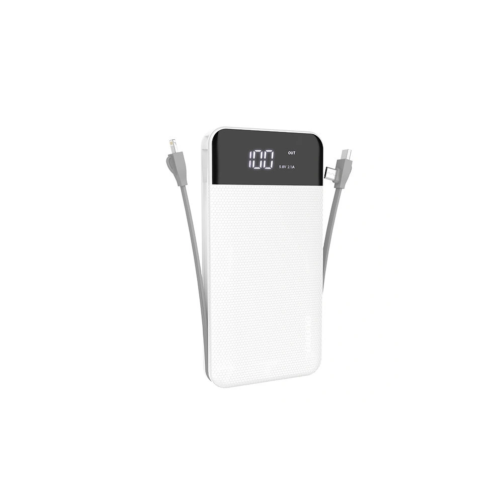 Hurtownia GSM - Powerbank Dudao 2xUSB 10000mAh 2A vestavěný kabel 3w1 Lightning/USB-C/microUSB 3A bílý (K1A) - DDA190 - {ean13} - Hurt