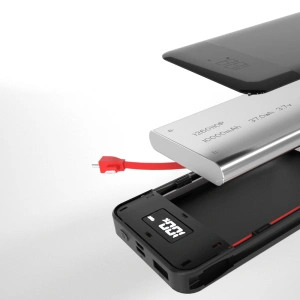 Hurtownia GSM - Powerbank Dudao 2xUSB 10000mAh 2A vestavěný kabel 3w1 Lightning/USB-C/microUSB 3A bílý (K1A) - DDA190 - {ean13} - Hurt