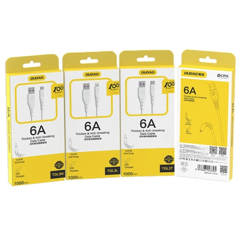 Kabel Dudao USB – USB-C 6A 1 m biały (TGL3T)
