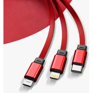 Hurtownia GSM - Cablul Dudao 3w1 cu posibilitatea de extindere 1.1m roșu (L8H-red) - DDA205 - {ean13} - Hurt