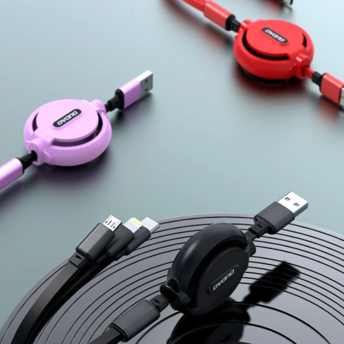 Kabel Dudao 3w1 z możliwością przedłużenia 1.1m czarny (L8H-black)