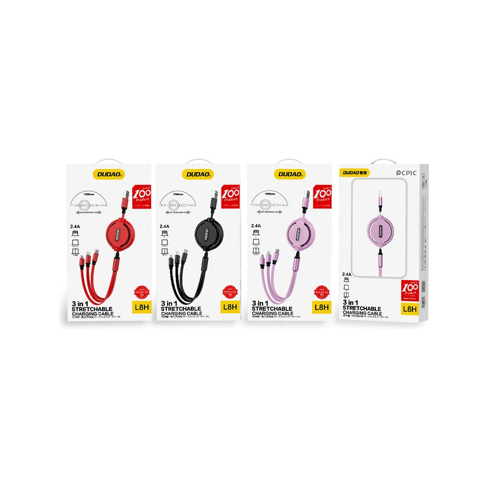 Hurtownia GSM - Kábel Dudao 3w1 hosszabbítási lehetőséggel 1.1m lila (L8H-purple) - DDA207 - {ean13} - Hurt