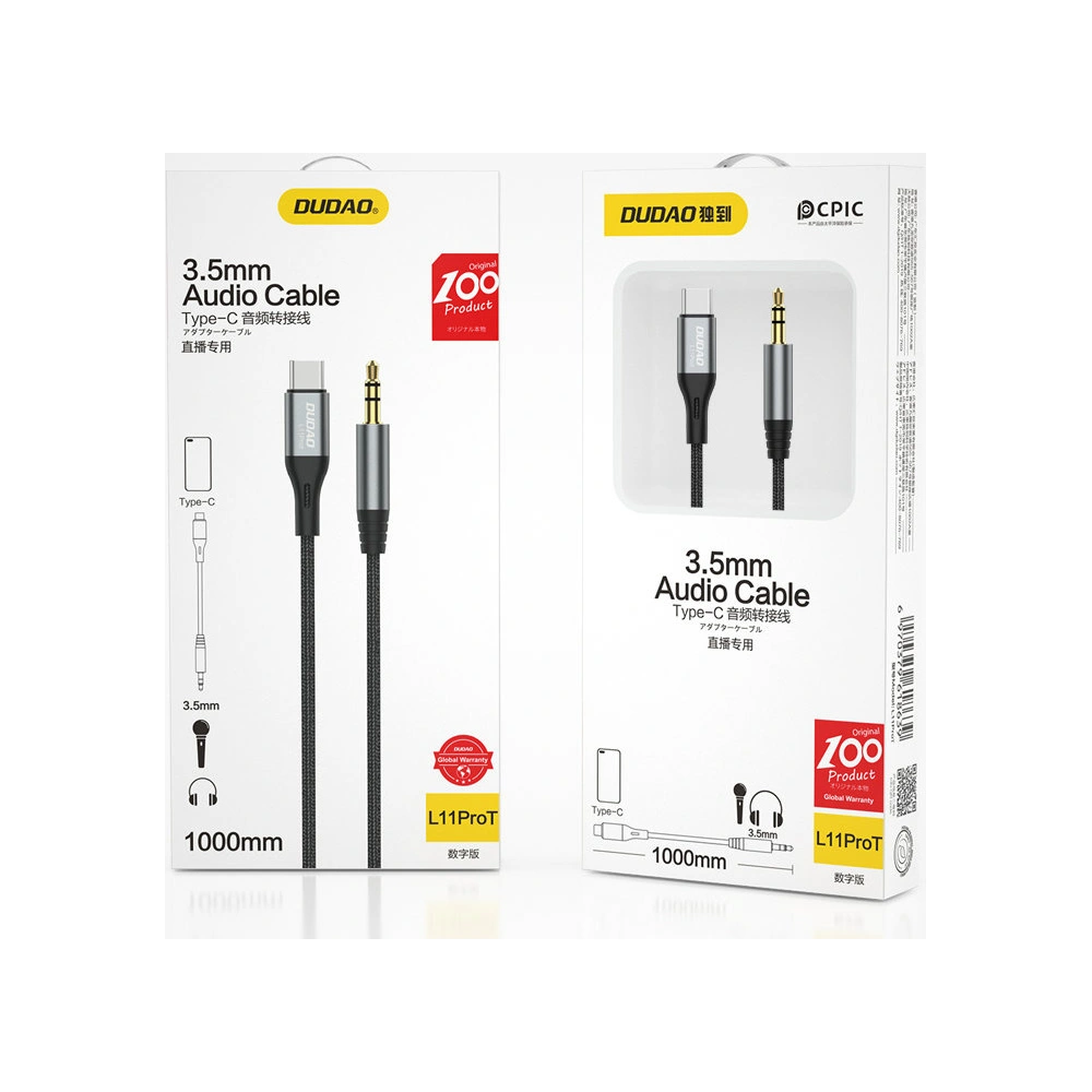 Hurtownia GSM - Kabel audio Dudao USB-C - mini jack 3.5mm šedý (L11PROT) - DDA223 - {ean13} - Hurt