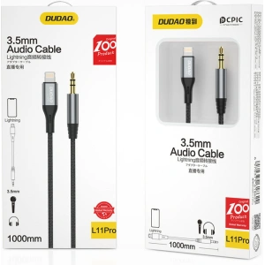 Hurtownia GSM - Kabel audio Dudao Lightning/mini jack 3.5mm šedý (L11PRO) - DDA224 - {ean13} - Hurt