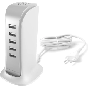Hurtownia GSM - Síťová nabíječka Dudao 5x USB s vestavěným síťovým kabelem EU bílá (A5EU) - DDA226 - {ean13} - Hurt