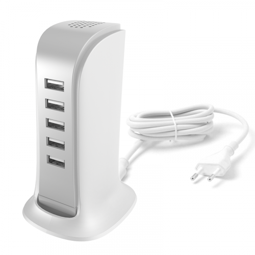 Dudao Distributor - 6973687244675 - DDA226 - Charger 5x USB with built-in power cable EU white (A5EU) - B2B homescreen