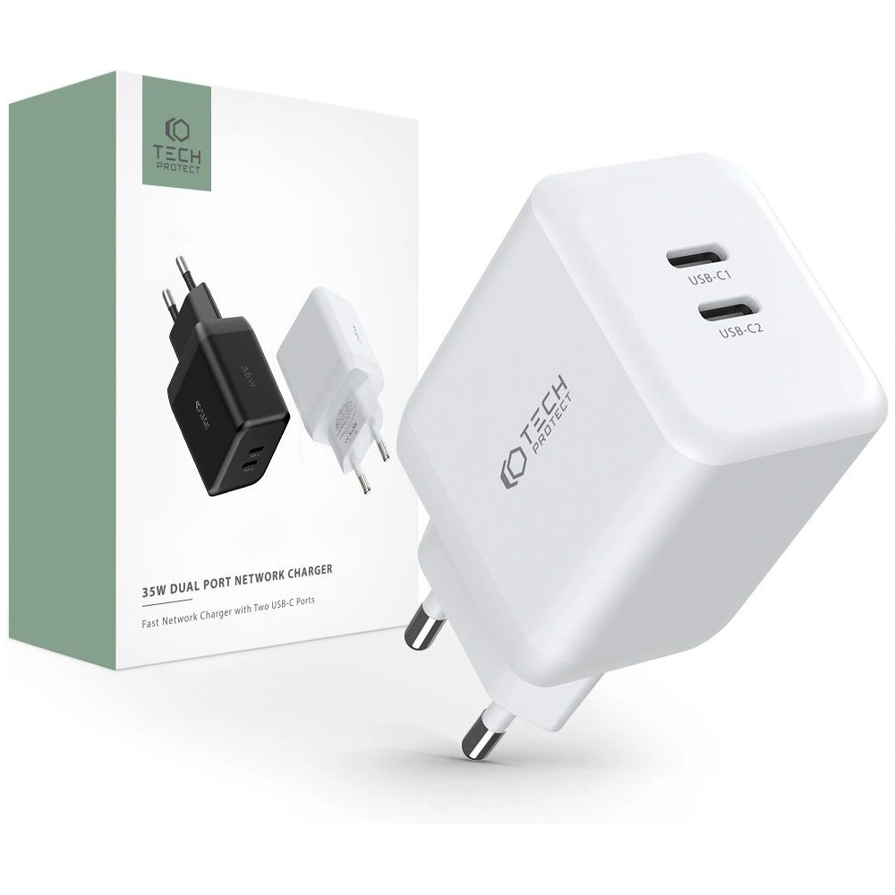 Hurtownia GSM - Netzteil Tech-Protect C35W 2-Port Netzladegerät PD 35W Weiß - THP1457 - {ean13} - Hurt