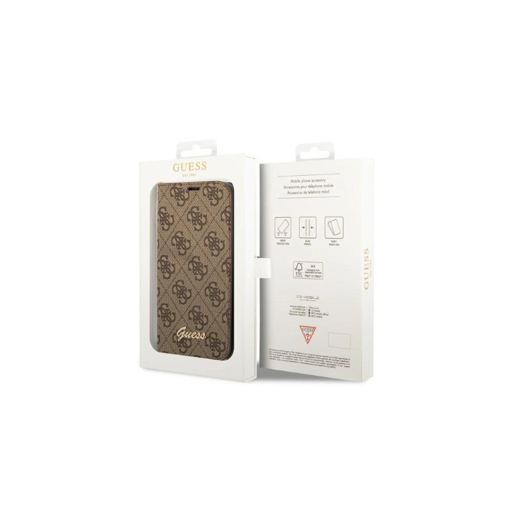 Hurtownia GSM - Etui Guess GUBKP14SHG4SHW Apple iPhone 14 brązowy/brown book 4G Vintage Gold Logo - GUE2193 - {ean13} - Hurt