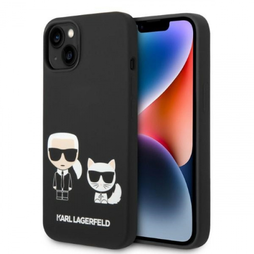 Karl Lagerfeld Distributor - 3666339087524 - KLD1193 - Karl Lagerfeld KLHMP14SSSKCK Apple iPhone 14 hardcase black Liquid Silicone Karl & Choupette Magsafe - B2B homescreen