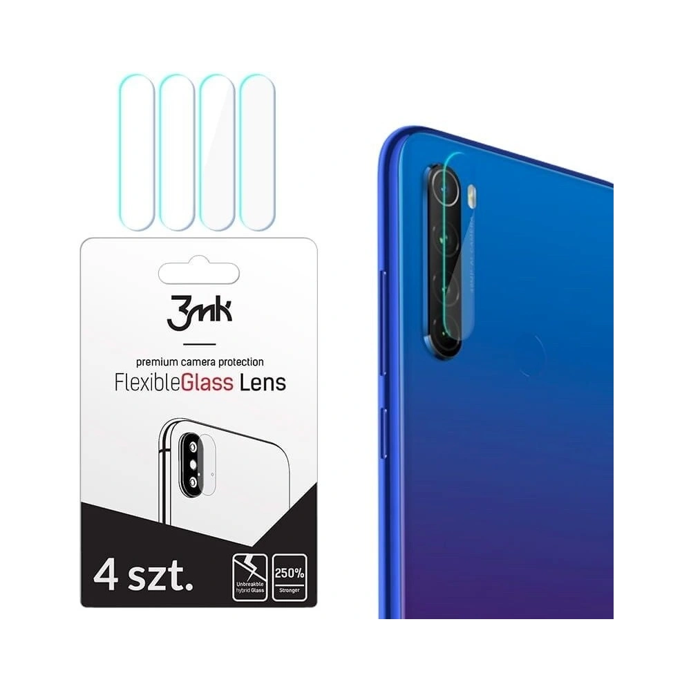 Hybridní sklo na objektiv fotoaparátu 3MK Ochrana objektivu Redmi Note 8T [4 PACK]