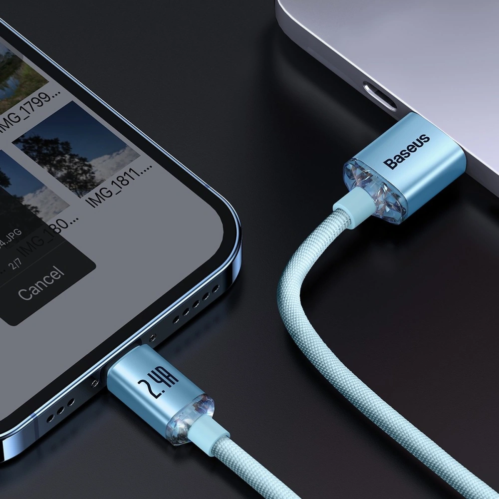 Hurtownia GSM - Kabel Baseus Crystal Shine Series USB/Lightning 2,4A 20W 1,2m blau - BSU3633 - {ean13} - Hurt