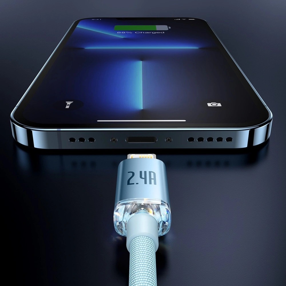 Hurtownia GSM - Kabel Baseus Crystal Shine Series USB/Lightning 2,4A 20W 1,2m niebieski - BSU3633 - {ean13} - Hurt