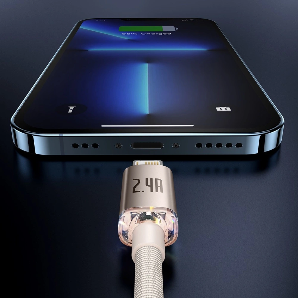 Hurtownia GSM - Kábel Baseus Crystal Shine Series USB/Lightning 2,4A 20W 1,2m rózsaszín - BSU3634 - {ean13} - Hurt