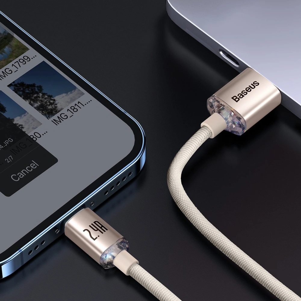 Hurtownia GSM - Kabel Baseus Crystal Shine Series USB/Lightning 2,4A 20W 1,2m różowy - BSU3634 - {ean13} - Hurt