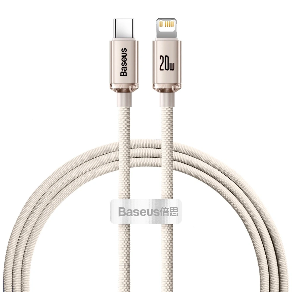 Hurtownia GSM - Kábel Baseus Crystal Shine Series USB-C/Lightning Power Delivery 20W 1,2m rózsaszín - BSU3638 - {ean13} - Hurt