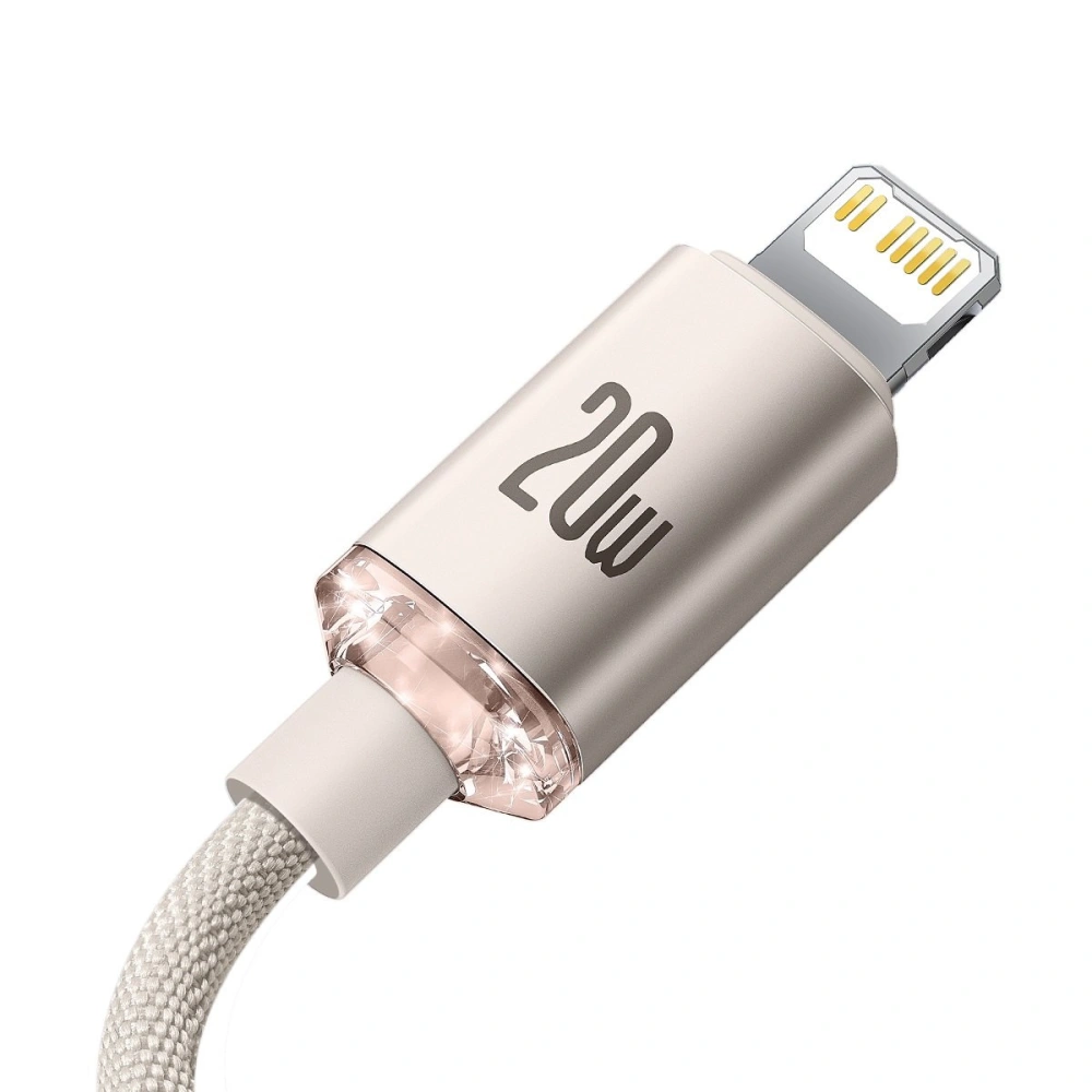 Hurtownia GSM - Kábel Baseus Crystal Shine Series USB-C/Lightning Power Delivery 20W 1,2m rózsaszín - BSU3638 - {ean13} - Hurt