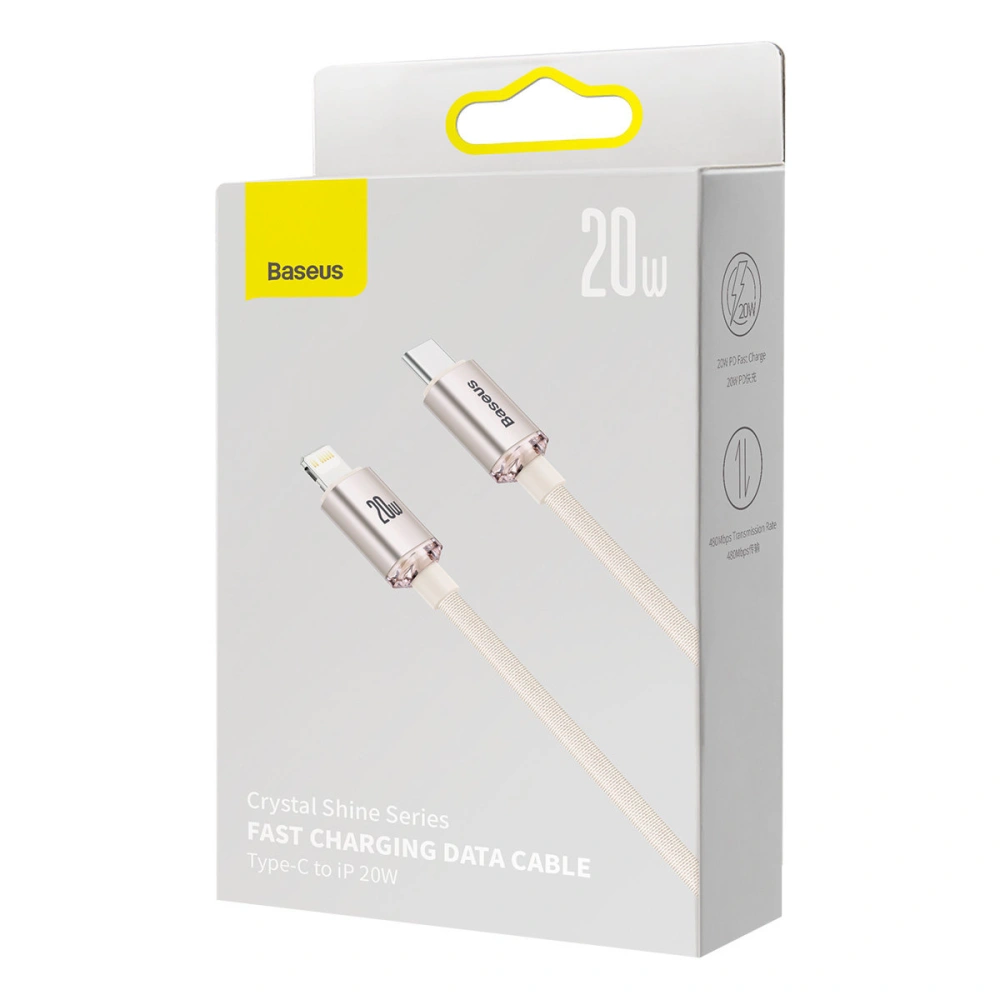 Hurtownia GSM - Kábel Baseus Crystal Shine Series USB-C/Lightning Power Delivery 20W 1,2m rózsaszín - BSU3638 - {ean13} - Hurt