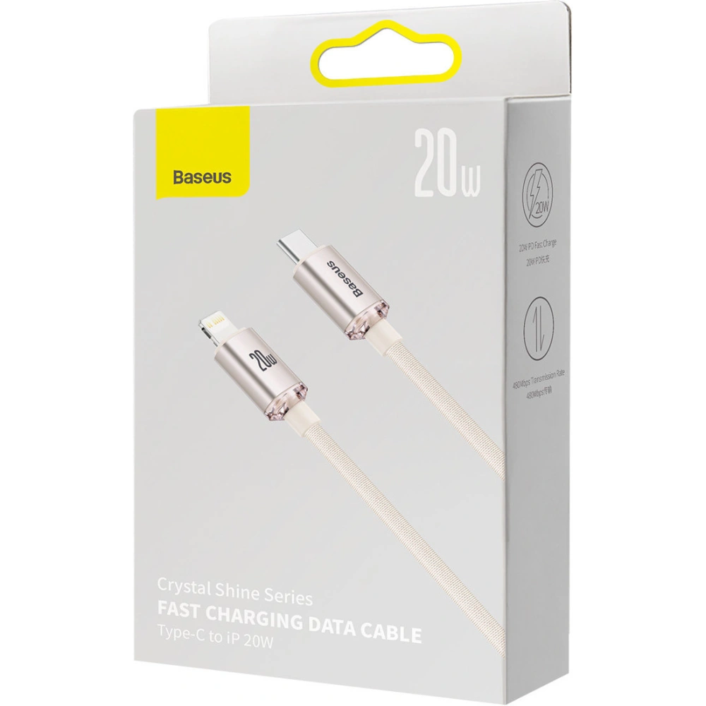 Hurtownia GSM - Kábel Baseus Crystal Shine Series USB-C/Lightning Power Delivery 20W 2m rózsaszín - BSU3640 - {ean13} - Hurt