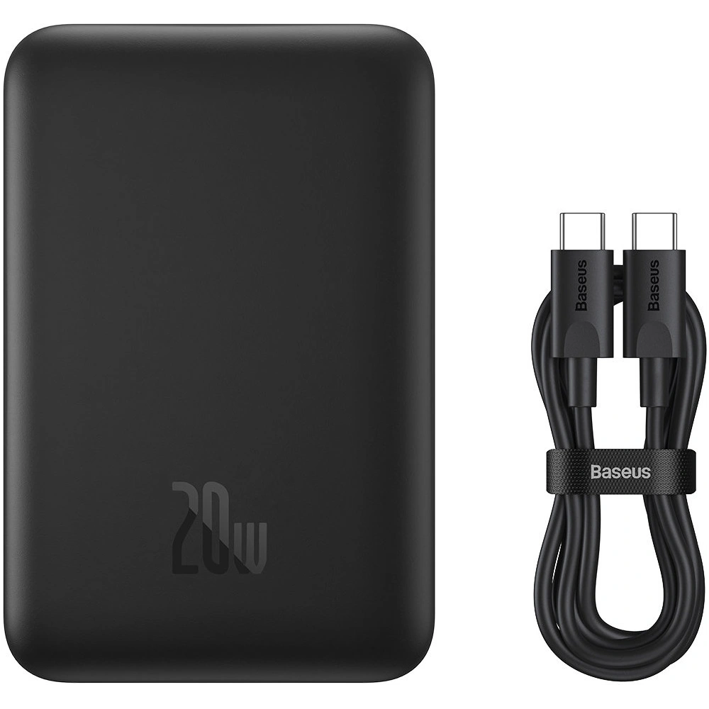 Hurtownia GSM - Powerbank Baseus Magnetic Mini 10000mAh 20W černý + kabel USB-C/USB-C 60W (20V/3A) 0,5m černý - BSU3646 - {ean13} - Hurt
