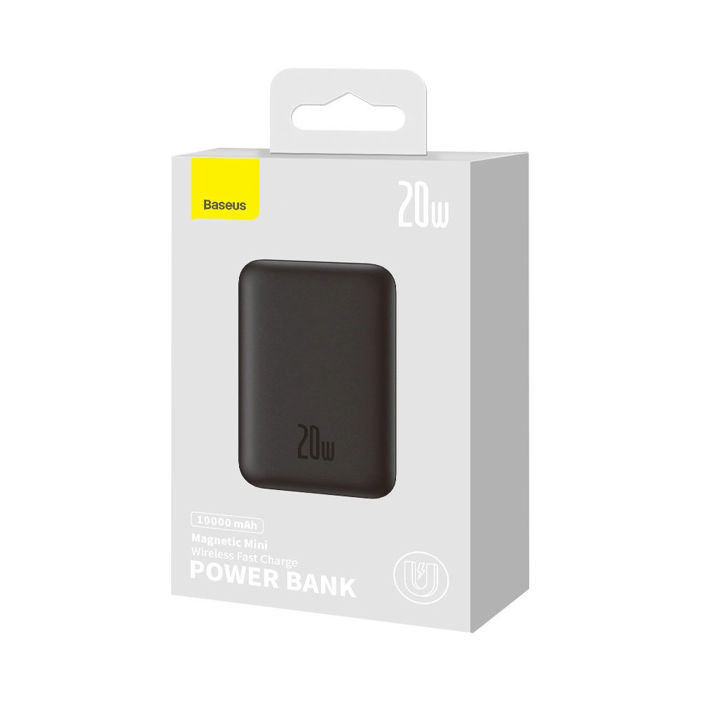 Hurtownia GSM - Powerbank Baseus Magnetic Mini 10000mAh 20W schwarz + USB-C/USB-C Kabel 60W (20V/3A) 0,5m schwarz - BSU3646 - {ean13} - Hurt