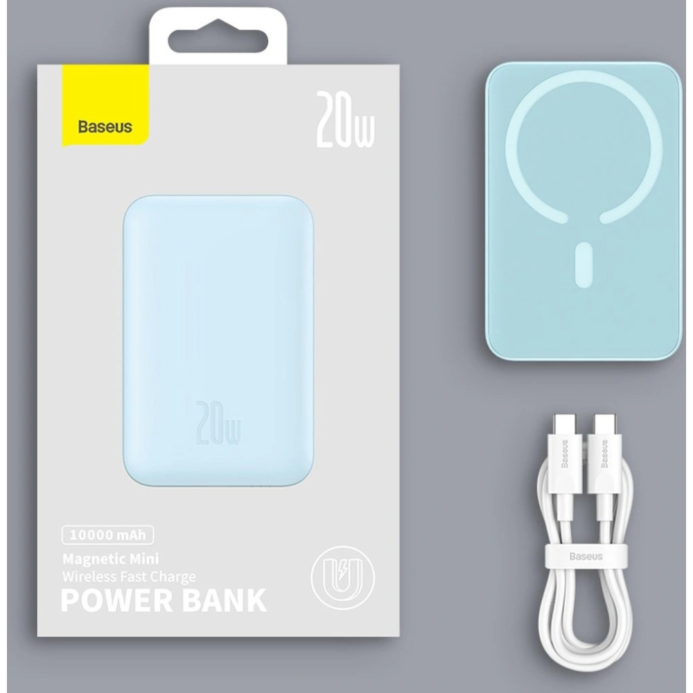 Hurtownia GSM - Powerbank Baseus Magnetic Mini 10000mAh 20W schwarz + USB-C/USB-C Kabel 60W (20V/3A) 0,5m schwarz - BSU3646 - {ean13} - Hurt