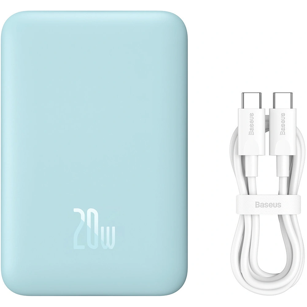 Hurtownia GSM - Powerbank Baseus Magnetic Mini 10000mAh 20W modrý + kabel USB-C/USB-C 60W (20V/3A) 0,5m bílý - BSU3648 - {ean13} - Hurt