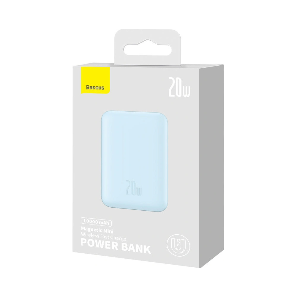 Hurtownia GSM - Powerbank Baseus Magnetic Mini 10000mAh 20W modrý + kabel USB-C/USB-C 60W (20V/3A) 0,5m bílý - BSU3648 - {ean13} - Hurt