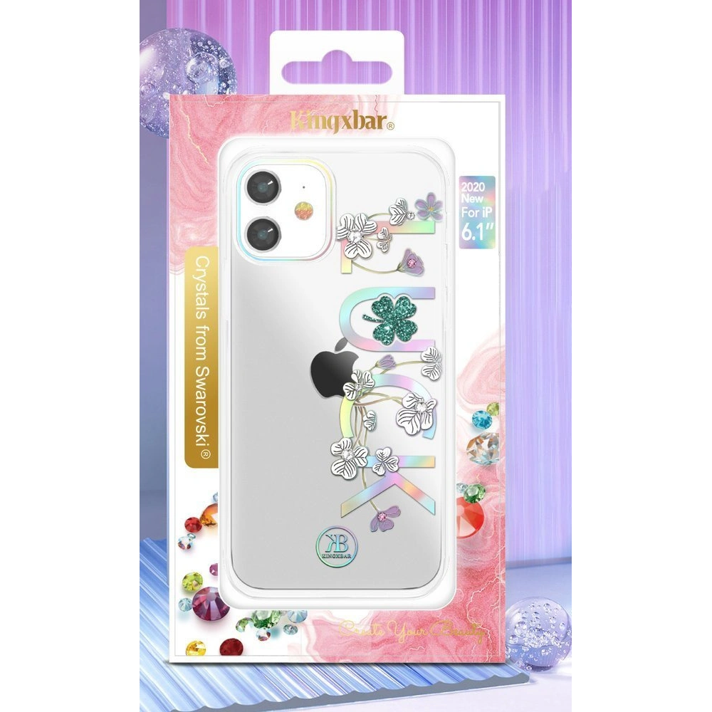 Wholesale Kingxbar Lucky Swarovski Apple iPhone 12 mini clear (Clover) - KGX249 - {ean13} - Hurt