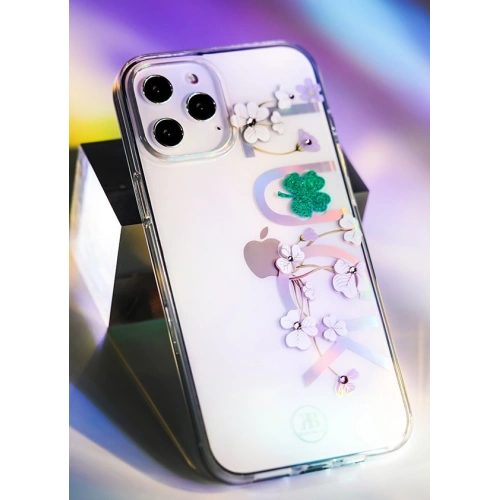 Etui Kingxbar Lucky Swarovski Apple iPhone 12 mini przezroczysty (Clover)
