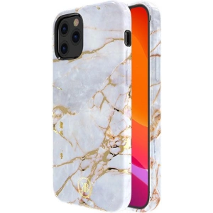 Etui Kingxbar Marble Apple iPhone 12 mini białobłękitny