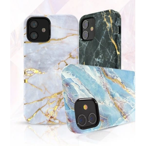 Etui Kingxbar Marble Apple iPhone 12 mini białobłękitny