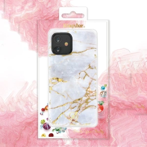Etui Kingxbar Marble Apple iPhone 12 mini białobłękitny