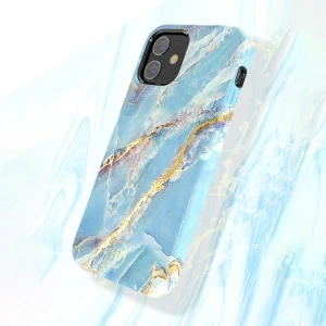 Etui Kingxbar Marble Apple iPhone 12 mini niebieski