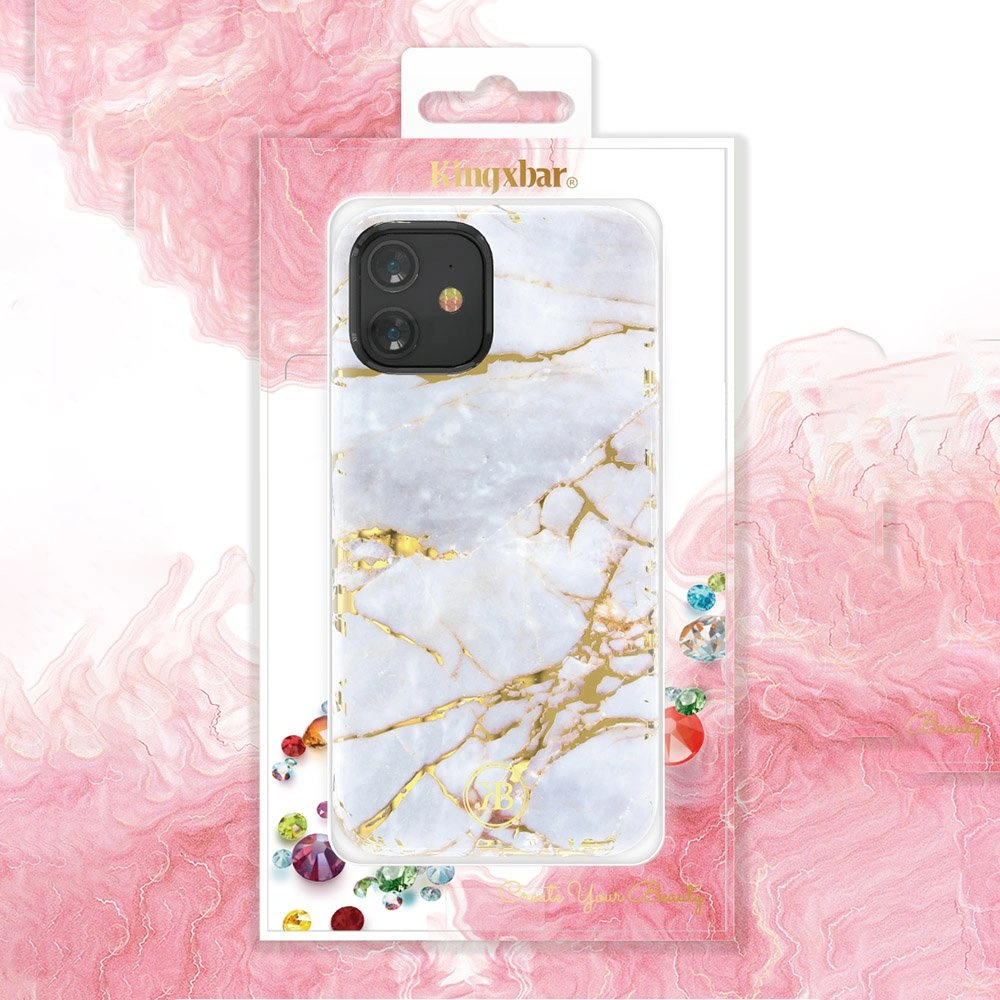 Hurtownia GSM - Etui Kingxbar Marble Apple iPhone 12 Pro Max alb-albastru - KGX263 - {ean13} - Hurt