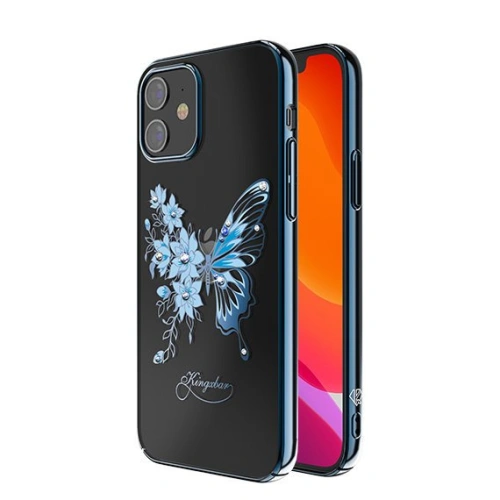 Etui Kingxbar Butterfly Swarovski Apple iPhone 12 mini niebieski