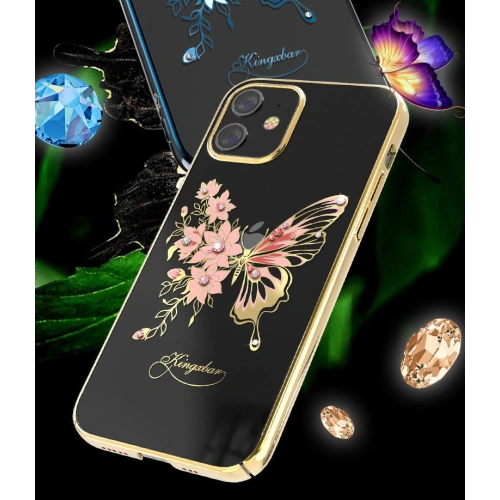 Etui Kingxbar Butterfly Swarovski Apple iPhone 12 mini niebieski