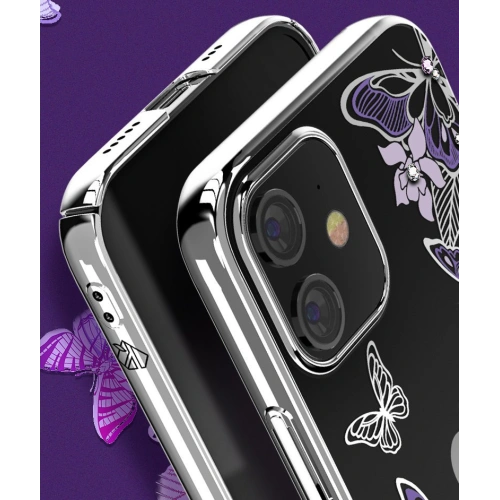 Etui Kingxbar Butterfly Swarovski Apple iPhone 12 mini niebieski