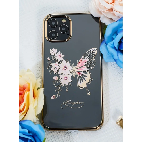 Etui Kingxbar Butterfly Swarovski Apple iPhone 12 mini niebieski